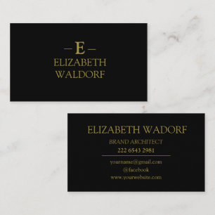Luxury Monogram Business Card – Black & Gold 