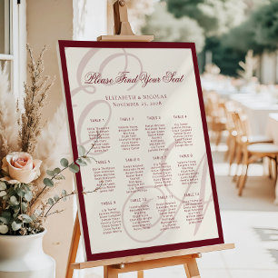 Luxury Monogram Calligraphy Wedding Seating Chart