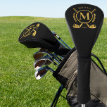 Luxury Monogram Gold On Black Golf Club Head Cover<br><div class="desc">This Luxury Monogram Club Head Cover features a simulated gold metallic foil monogram graphic,  with three text boxes to personalise.</div>