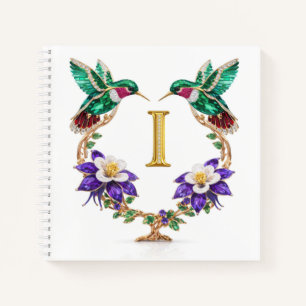 Luxury Monogram I Hummingbird Wedding Gift Notebook