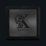 Luxury Monogram K on Dark Grey Gift Box<br><div class="desc">Monochromatic slick design with the luxury letter K - in black over a dark-grey background. All letters are available by request.</div>