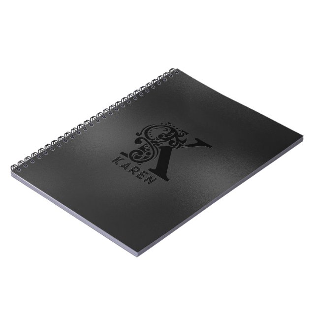 Luxury Monogram K on Dark Grey Notebook (Left Side)