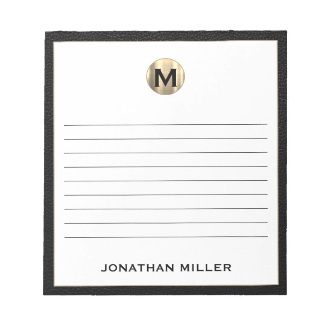 Luxury Monogram Lined Notepad (Front)