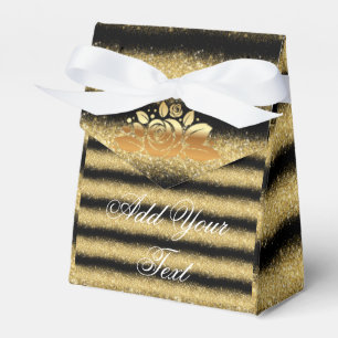 Luxury Monogrammed Popular Black Gold Glitter Favour Box