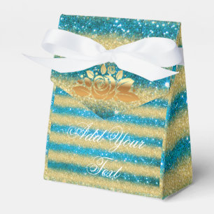 Luxury Monogrammed Popular Blue Gold Glitter Favour Box
