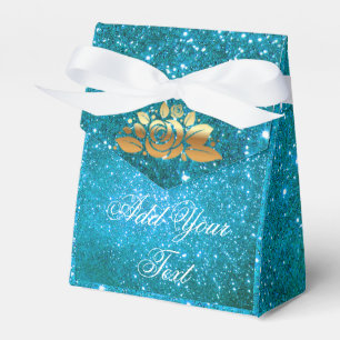 Luxury Monogrammed Popular Blue Gold Glitter Favour Box