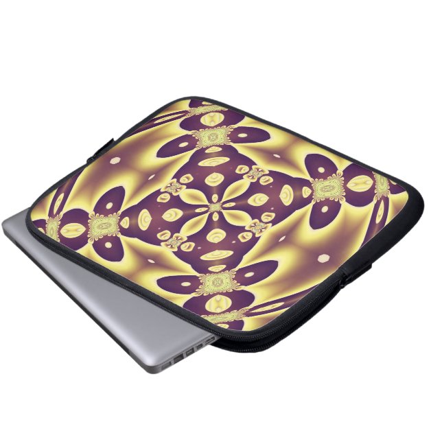 Luxury Moroccan Gold Purple Abstract Pattern Laptop Sleeve (Front Bottom)