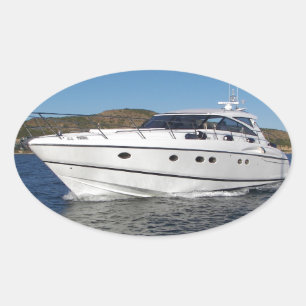 Luxury Motor Boat Oval Sticker