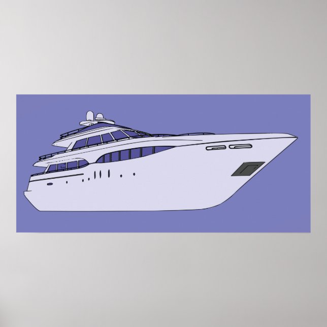 Luxury Motor Yacht Modern White Superyacht Poster (Front)