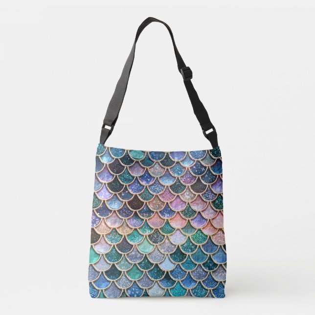 Luxury multicolor Glitter Mermaid Scales Crossbody Bag (Back)