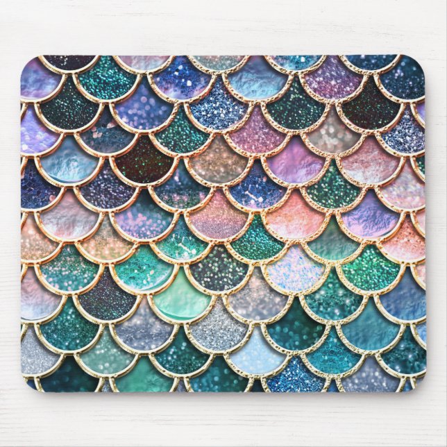 Luxury multicolor Glitter Mermaid Scales Mouse Mat (Front)