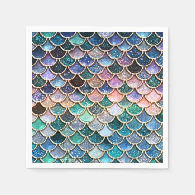 Luxury multicolor Glitter Mermaid Scales Napkin (Front)