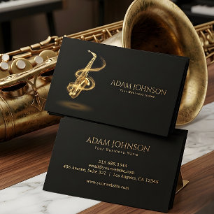 Luxury Musician Business Card Gold Saxophone