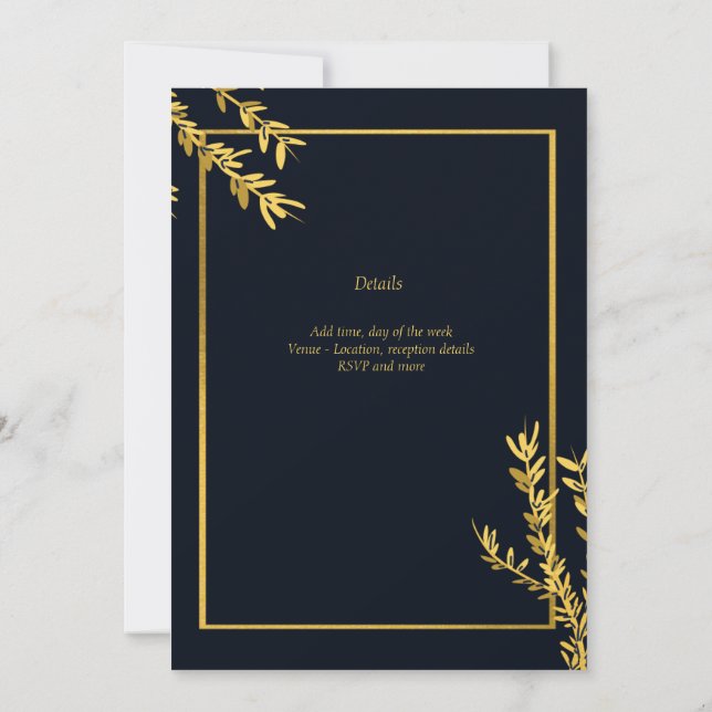 luxury muslim classic black and gold  invitation (Back)