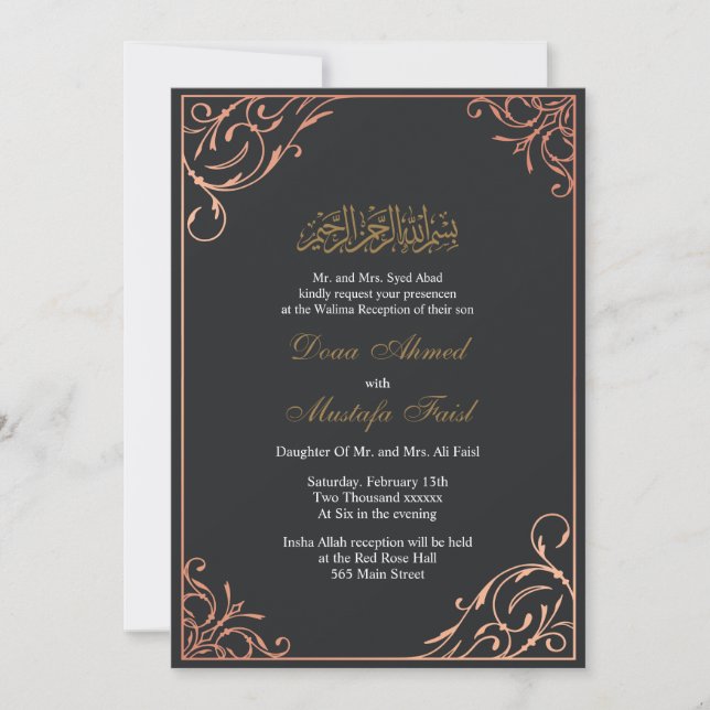 luxury muslim wedding invitation (Front)