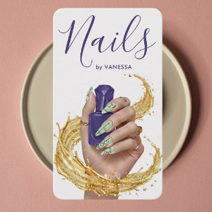 Luxury Nail Artist Manicurist Pistachio Lilac Gold Business Card