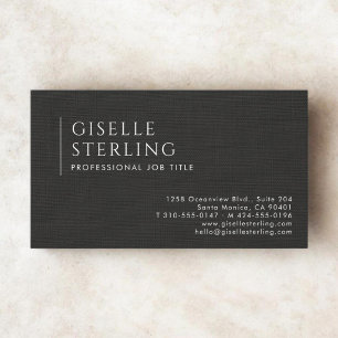Luxury Natural Black Linen Business Card