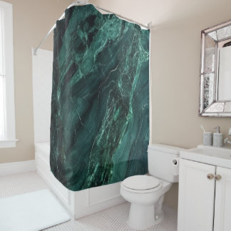 Luxury Natural Dark Green Marble Shower Curtain