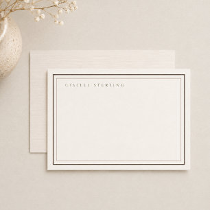 Luxury Natural Ivory Linen Double Border Card