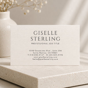 Luxury Natural Neutral Ivory Linen Business Card