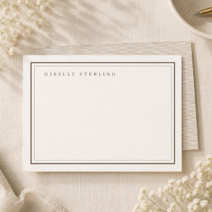 Luxury Natural Neutral Linen Double Border Card
