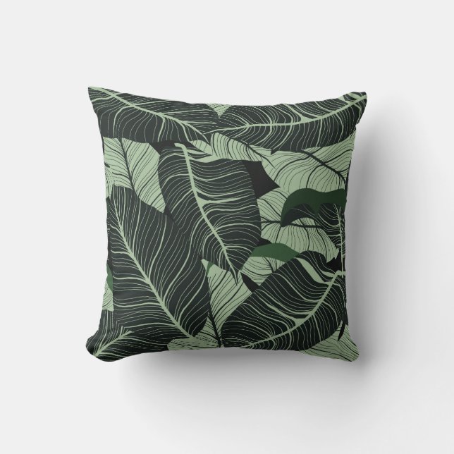 Luxury nature leaves background. Floral pattern, T Cushion (Front)