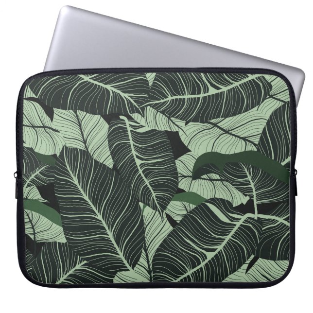 Luxury nature leaves background. Floral pattern, T Laptop Sleeve (Front)