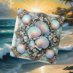 Luxury Nautical Decor   Opal Seashells Beach House Tile