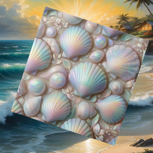 Luxury Nautical Decor   Opal Seashells Beach House Tile
