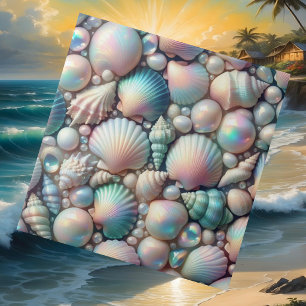 Luxury Nautical Decor   Opal Seashells Beach House Tile