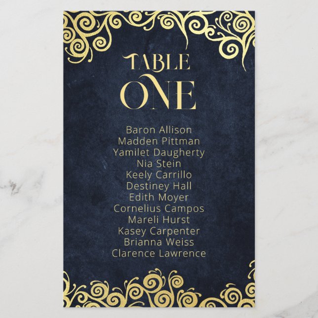  Luxury Navy Blue And Gold Flourish Winter Wedding (Front)