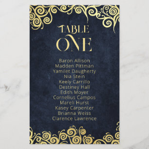 Luxury Navy Blue And Gold Flourish Winter Wedding