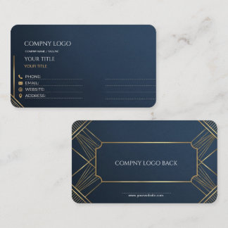 Luxury Navy Blue and Gold Geometric Professional B Business Card