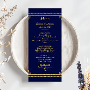 Luxury Navy Blue and Gold Wedding  Menu