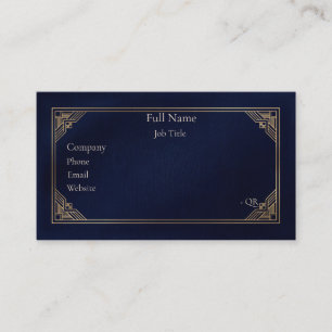 Luxury Navy Blue Art Deco Gold Business Card