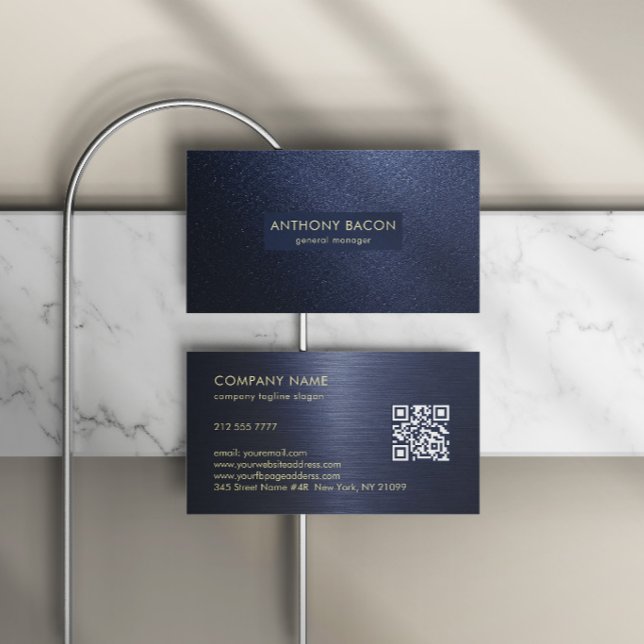 Luxury Navy Blue Glitter Business Card (Creator Uploaded)
