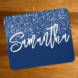 Luxury Navy Blue Glitter Ombre Personalized Mouse Mat