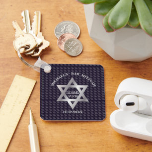 Luxury Navy Blue Magen David star modern design Key Ring