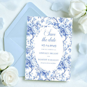 Luxury Navy Blue Roses Save the Date Wedding Card