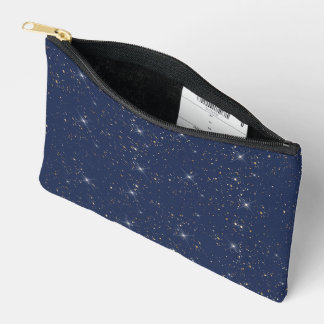 Luxury navy blue sparkle gold glitter pattern accessory pouch