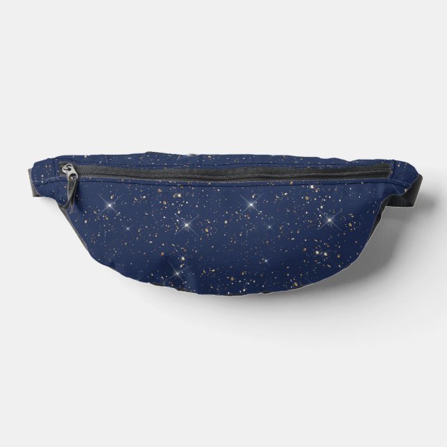 Luxury navy blue sparkle gold glitter pattern bum bags (Lay Down)