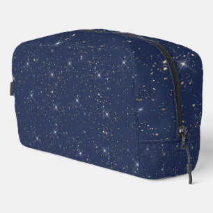 Luxury navy blue sparkle gold glitter pattern dopp kit
