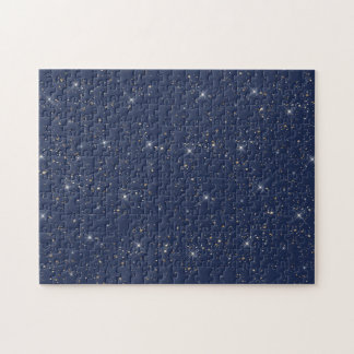 Luxury navy blue sparkle gold glitter pattern jigsaw puzzle