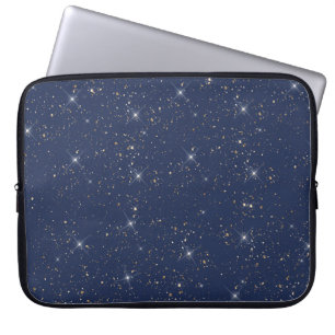 Luxury navy blue sparkle gold glitter pattern laptop sleeve