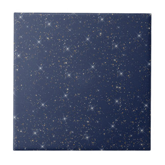Luxury navy blue sparkle gold glitter pattern tile