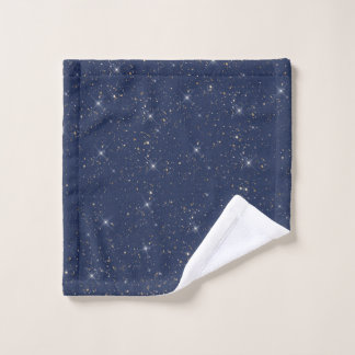 Luxury navy blue sparkle gold glitter pattern wash cloth