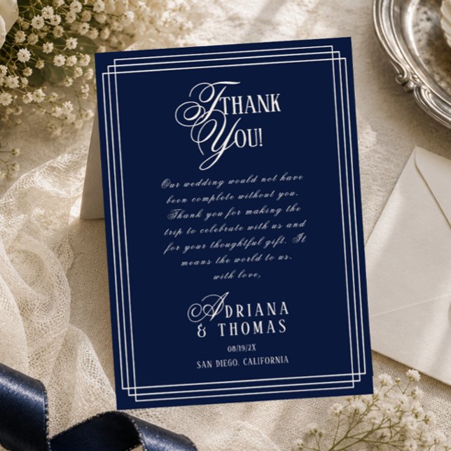 Luxury Navy Blue Wedding Thank You Card (Creator Uploaded)