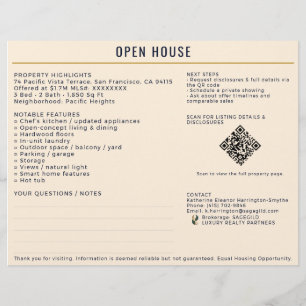 Luxury Navy/Cream Open House Both Sides Sign-In Flyer