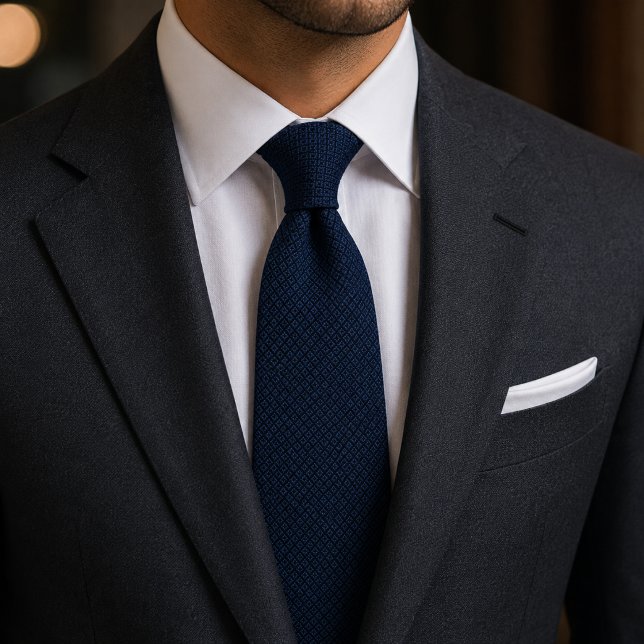 Luxury Navy Diamond Jacquard Tie (Creator Uploaded)
