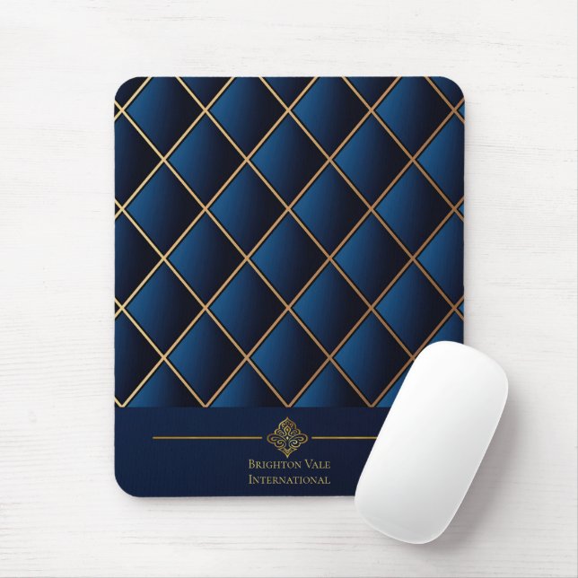 Luxury Navy Gold Executive Mousepad (With Mouse)